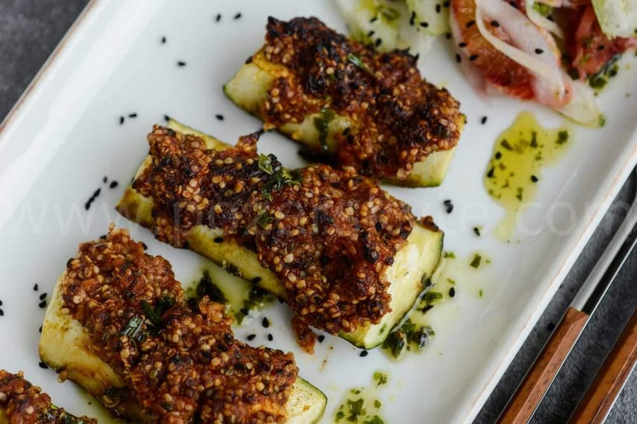 Kai norisi kažko šilto ir sveiko. "Cukinijos su graikiškų riešutų pesto/Pankolio salotos".
