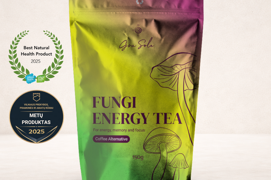 Kavos alternatyva fungi energy tea