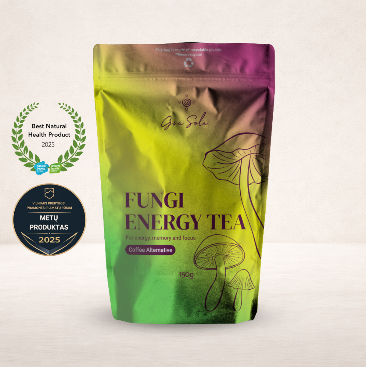 Kavos alternatyva fungi energy tea