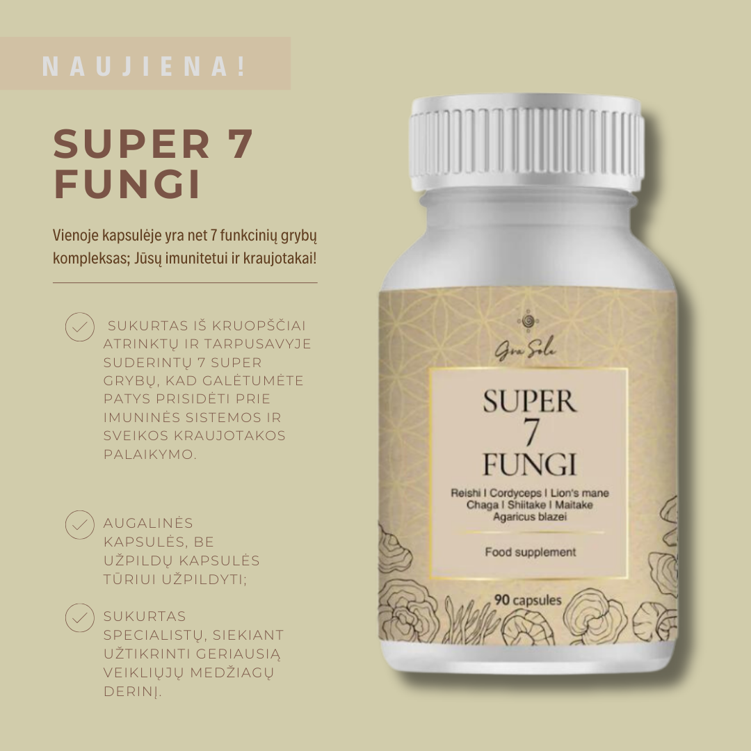 Naujiena! SUPER 7 FUNGI (Maisto papildas) - grasole.com