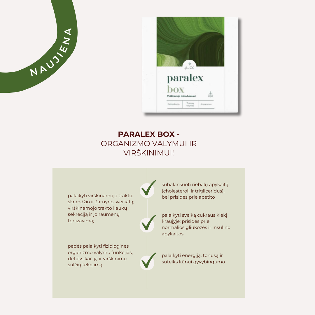 Paralex Box rinkinio informacinė kortelė