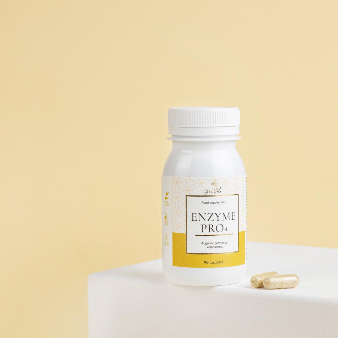 ENZYME PRO+ augalinių fermentų kompleksas – natūrali pagalba virškinimui, maistinių medžiagų įsisavinimui, žarnyno veiklai ir gerai savijautai po valgio | GraSole