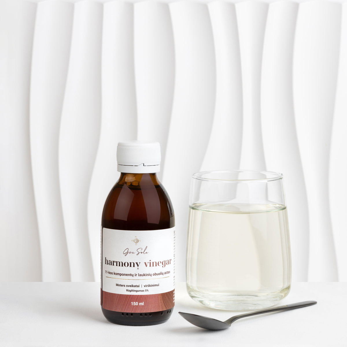 GraSole Harmony Vinegar – 150 ml laukinių obuolių actas su 11 augalų komponentų, skirtas hormonų balansui ir virškinimui.