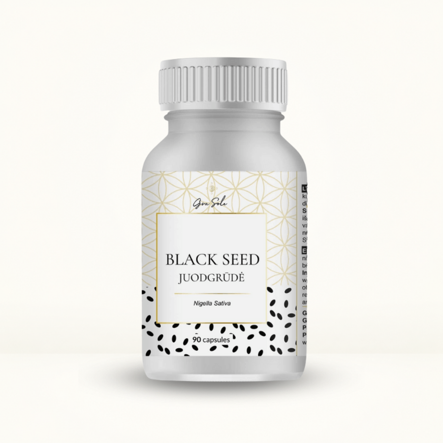GraSole Juodgrūdė (Black Seed) – maisto papildas imuniteto, virškinimo sistemos ir organizmo apsauginių funkcijų palaikymui