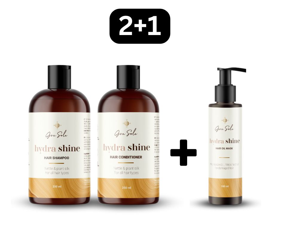 2+1 HYDRA SHINE PLAUKŲ PRIEŽIŪROS RINKINYS + DOVANA!