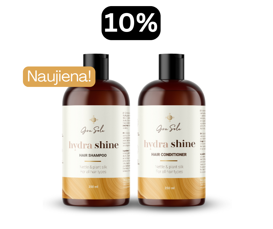 -10% HYDRA SHINE: šampūnas + kondicionierius