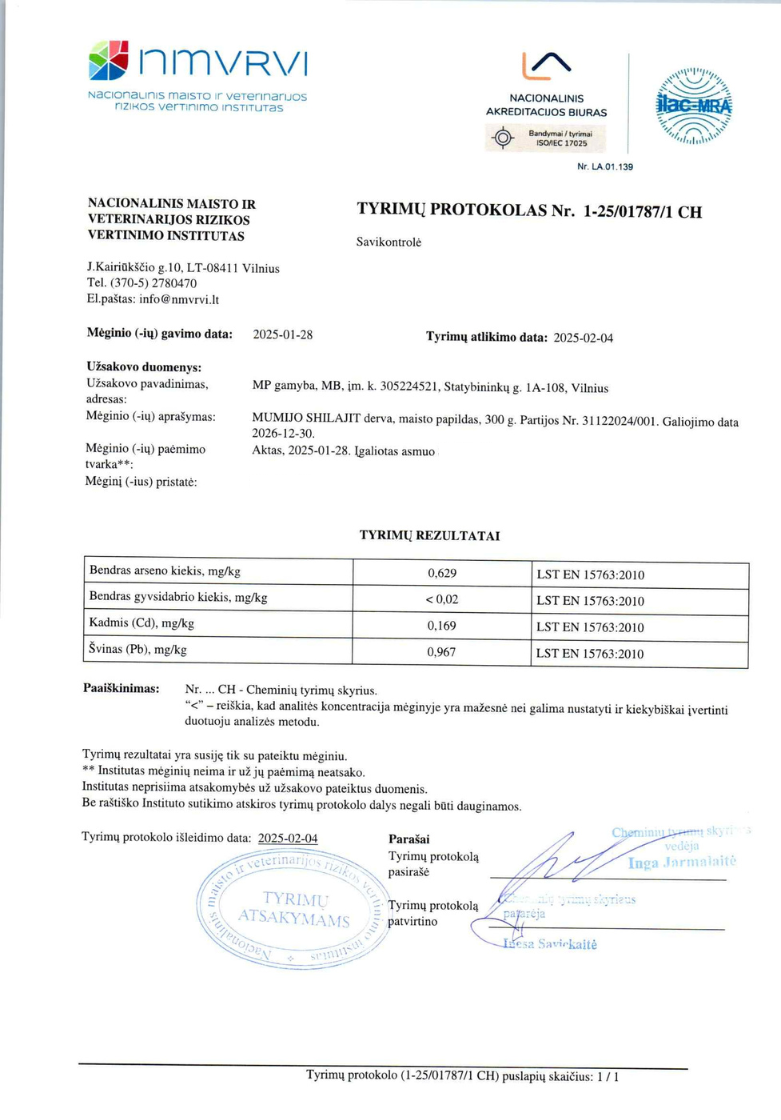 SHILAJIT MUMIO ALTAI RESIN (FOOD SUPPLEMENT)