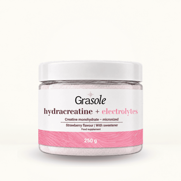 HYDRACREATINE + ELECTROLYTES, braškių skonio, su saldikliu (MAISTO PAPILDAS) (Copy).